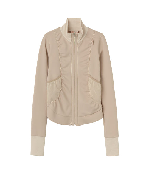 SHIRRING ZIP UP JERSEY BALLERINA - 2 COLORS AS SHOWN