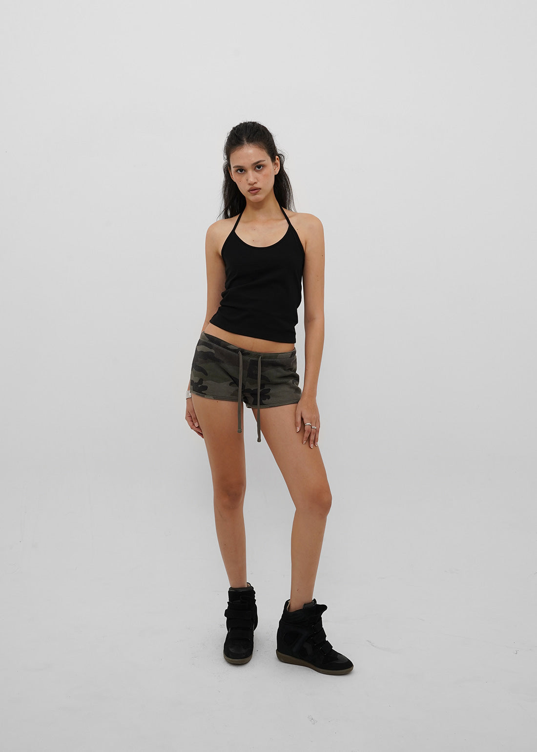 STRETCH COTTON STRAP HALTER TANK 7