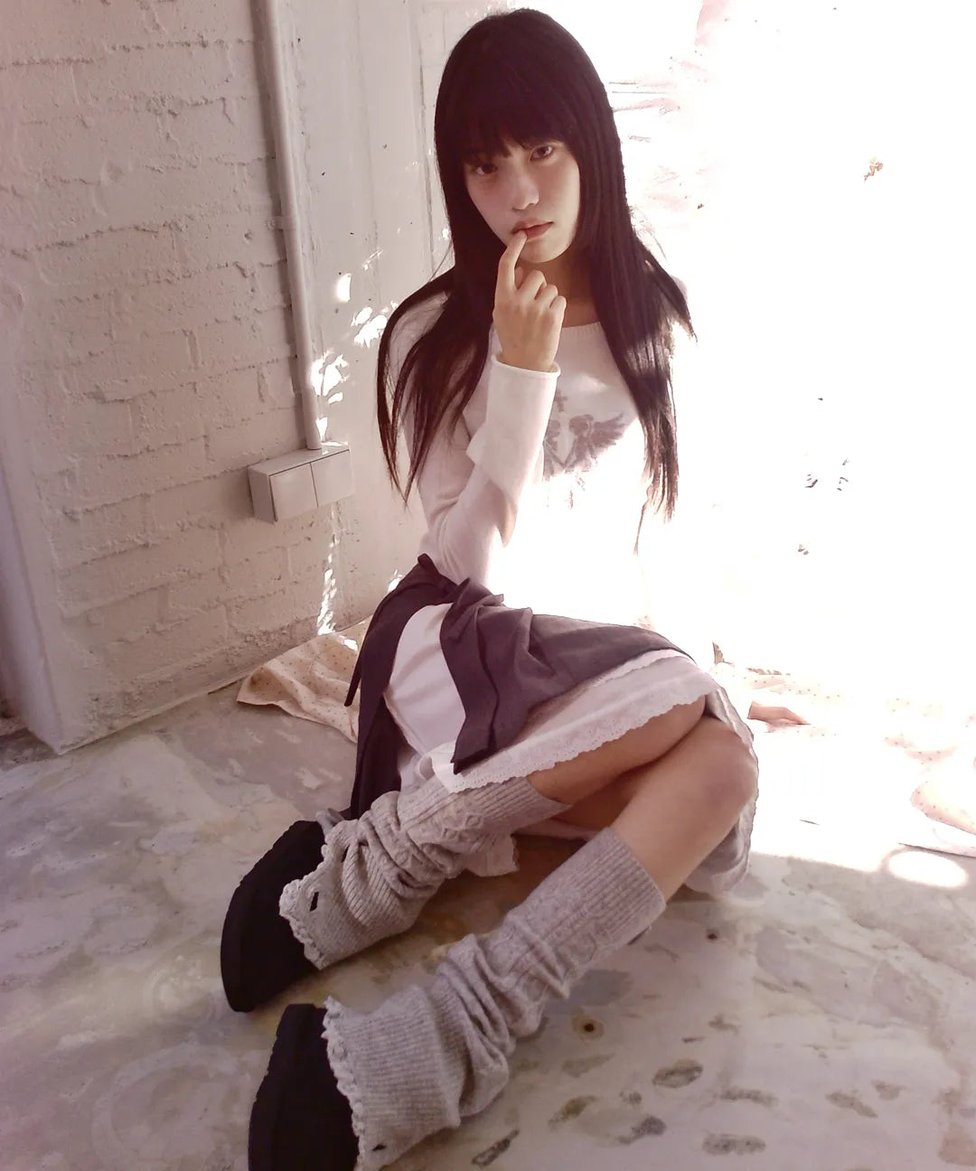 Fallen Angel Button Knit Top - WHITE #YUNA同款!