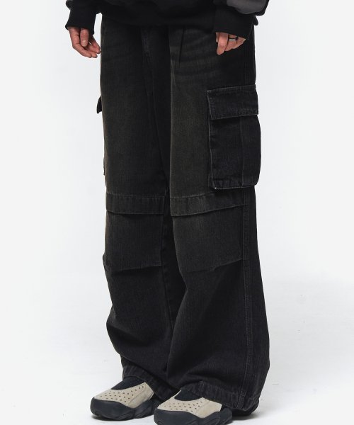 WIDE PANEL CARGO DENIM PANTS - 2 COLORS BROWN