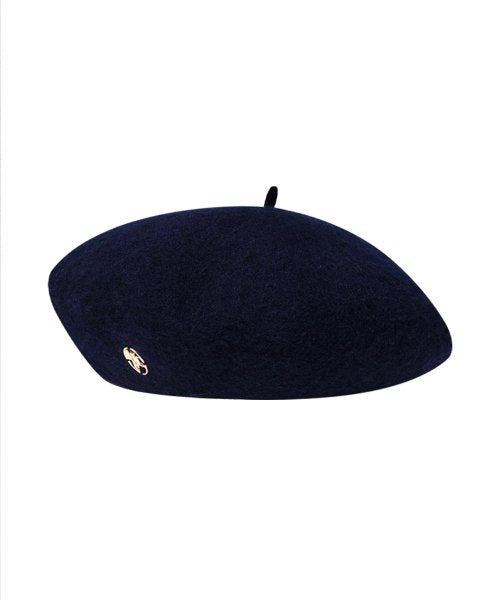 METAL CIRCLE LOGO WOOL BERET NAVY
