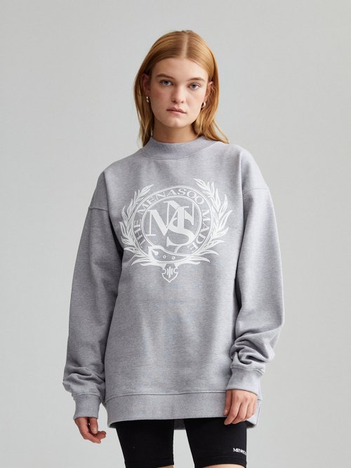 UNISEX HERITAGE EMBLEM MOCK-NECK SWEATSHIRT IVORY - 3 COLORS MELANGE