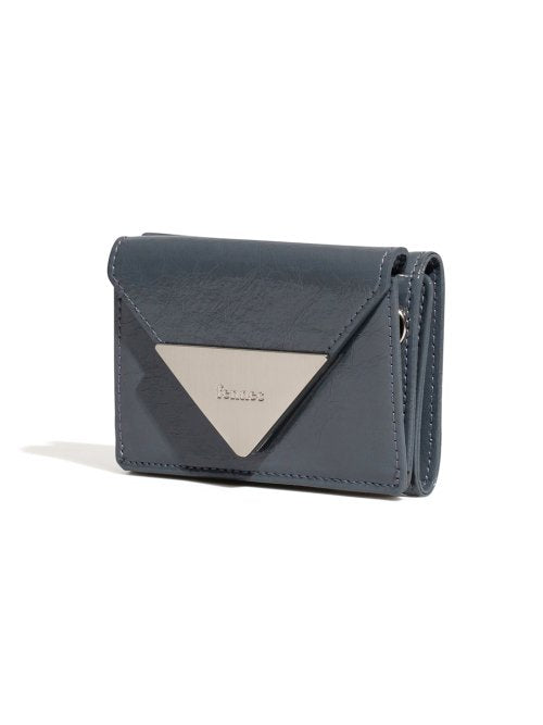 CRINKLE TRIANGLE TRIPLE WALLET - 7 COLORS DARK GREY