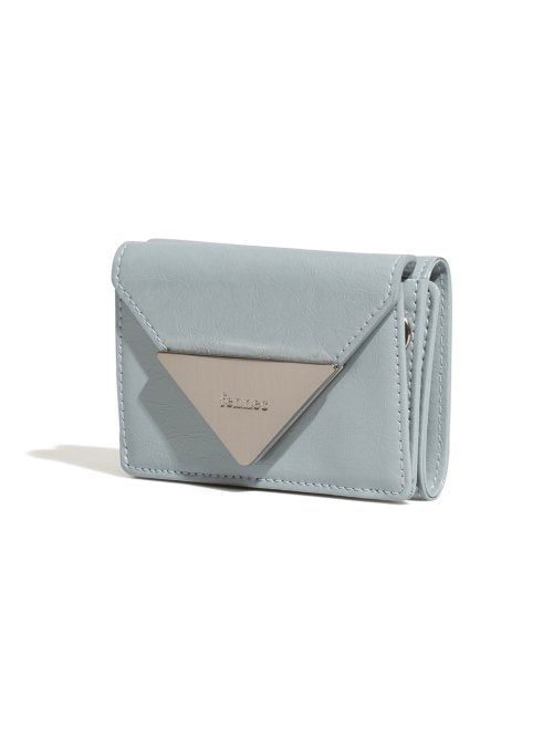 CRINKLE TRIANGLE TRIPLE WALLET - 7 COLORS GREY