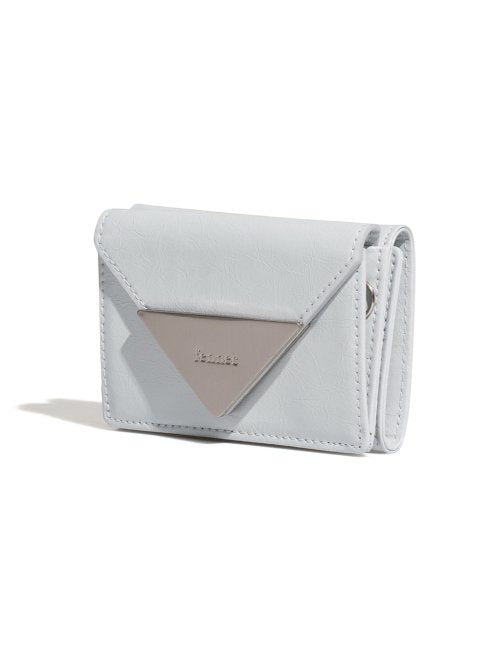 CRINKLE TRIANGLE TRIPLE WALLET - 7 COLORS LIGHT GREY