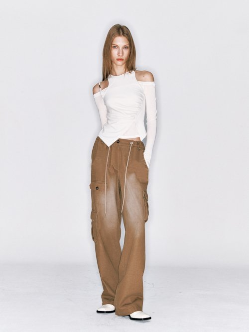 WASHED CARGO PANTS [BROWN] BROWN