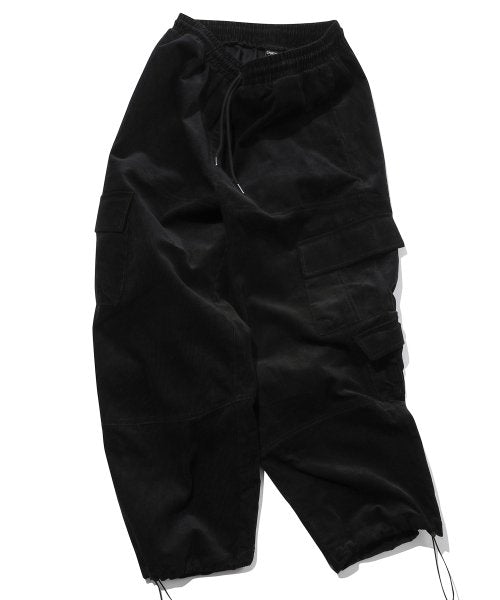 CORDUROY WIDE OVER CARGO PANTS - 2 COLORS BLACK