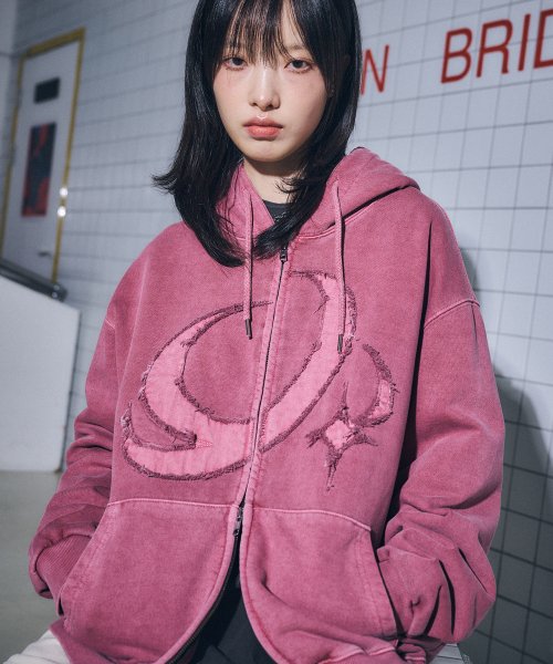 2-WAY CP STAR PIGMENT HOOD ZIP-UP - 2 COLORS PINK