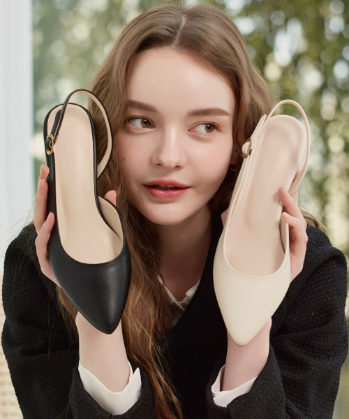 SIDE OPEN SLINGBACK PUMPS REYNA - 3 COLORS BLACK