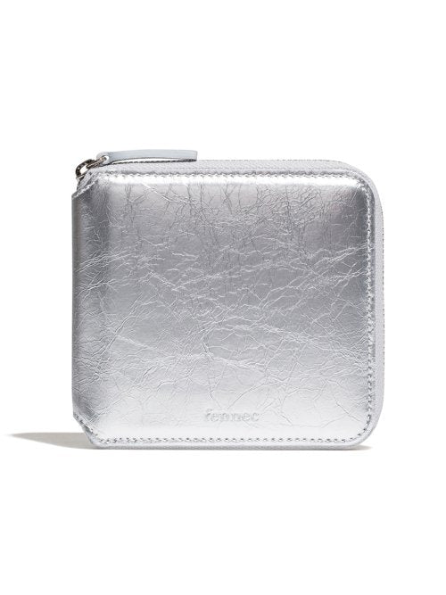 CRINKLE ZIPPER WALLET - 2 COLORS SILVER