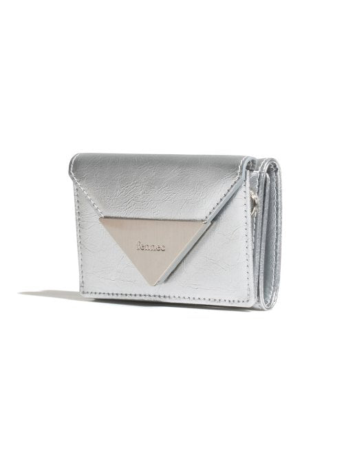 CRINKLE TRIANGLE TRIPLE WALLET - 7 COLORS SILVER