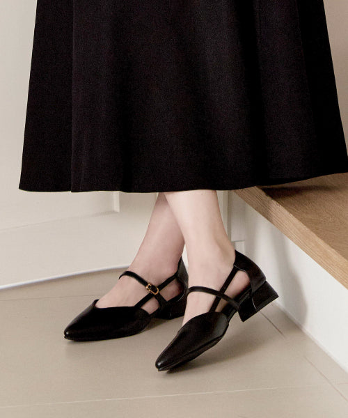SIDE STRAP LINE LOW HEEL PLATFORM PUMPS AURORA - 2 COLORS BLACK
