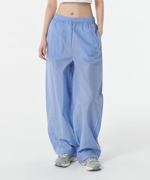 SIDE LINE WIDE TRACK PANTS - 4 COLORS SKY BLUE