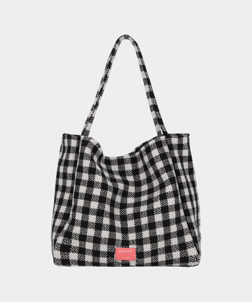 MOANA CHECK BIG SHOULDER BAG - 4 COLORS BLACK
