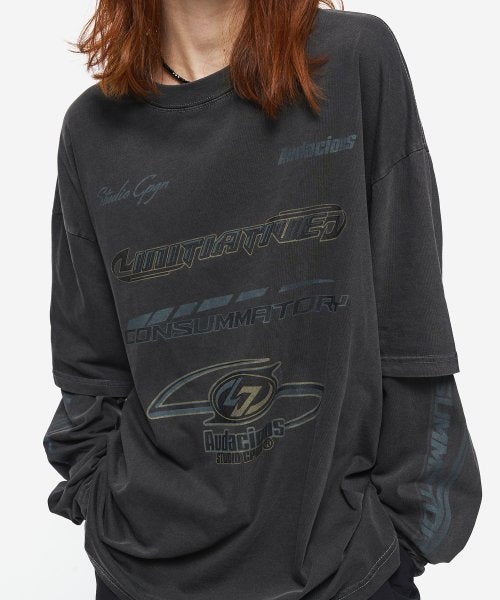 FEARLESS LAYERED PIGMENT LONG SLEEVE SMOKE BLACK