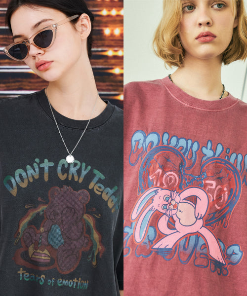 DONT CRY TEDDY MAD HOPPI PIGMENT SHORT SLEEVE TEE AS SHOWN