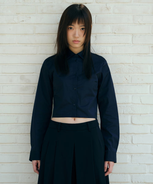 WOMENS SLIM FIT CROP SHIRT #韓韶禧同款! - 6 COLORS NAVY