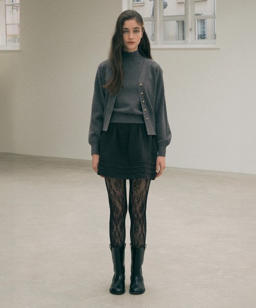 PINTUCK MINI FLARE SKIRT - 2 COLORS BLACK