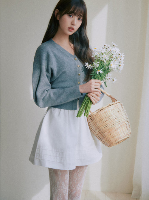 PINTUCK MINI FLARE SKIRT - 2 COLORS WHITE