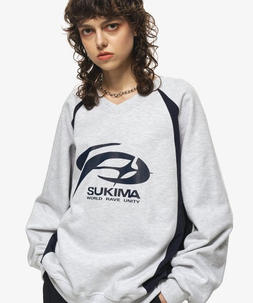 RAGLAN PANEL SWEATSHIRT - 3 COLORS WHITE