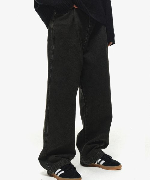 WIDE DENIM PANTS - 3 COLORS BLACK