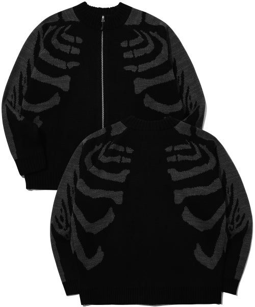 2-WAY KNIT ZIP-UP - 3 COLORS BLACK