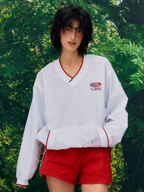 HEARTTRACK VNECK NYLON ANORAK JACKET - 3 COLORS WHITE