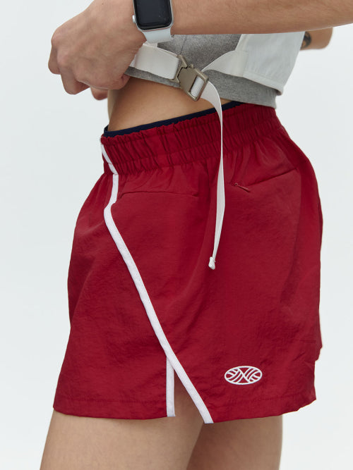 RUNNING TRACK NYLON SHORTS - 3 COLORS RED