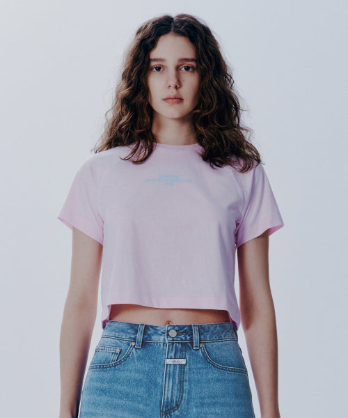 W LETTERING LOGO CROP TEE - 4 COLORS PINK