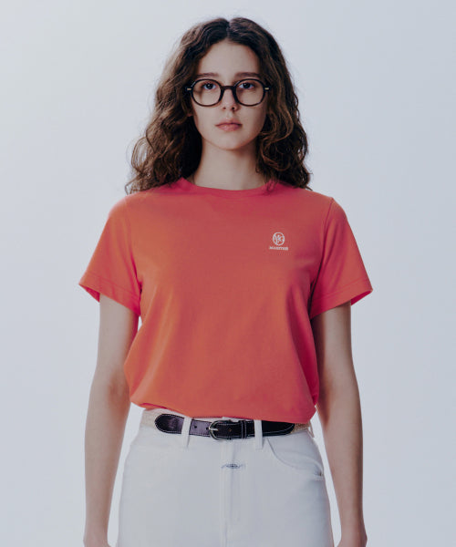 W EMBROIDERY LOGO TEE - 3 COLORS PINK