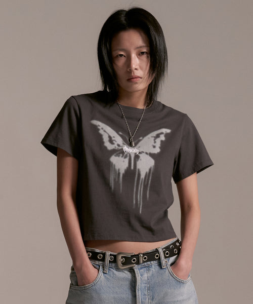 BUTTERFLY GOTH CROP TEE - 2 COLORS