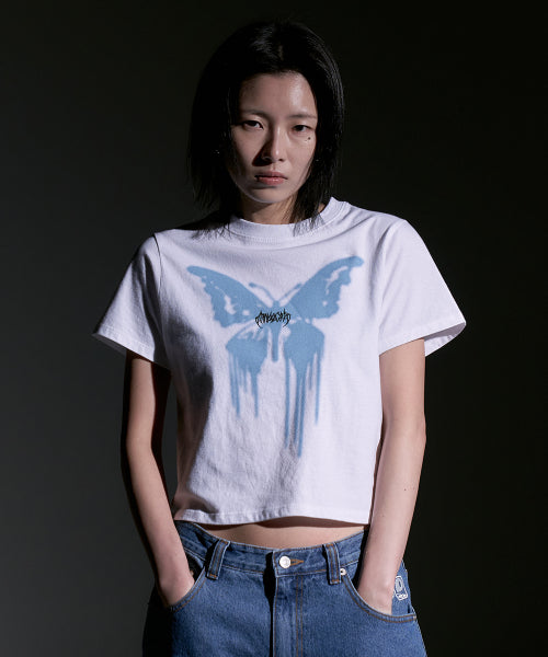 BUTTERFLY GOTH CROP TEE - 2 COLORS
