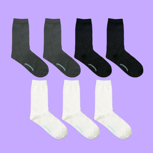 7-PACK UNISEX ESSENTIAL MID SOCKS - 5 COLORS AS SHOWN