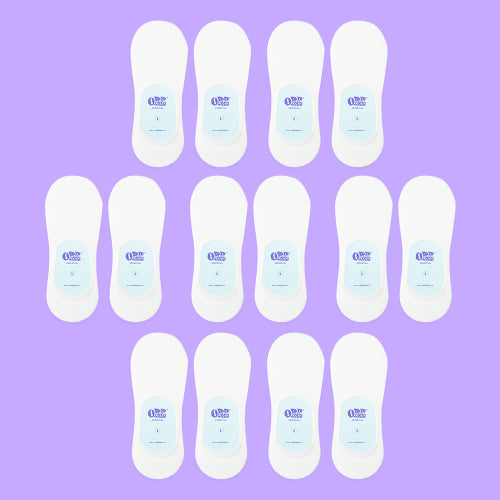 7-PACK UNISEX ESSENTIAL NO-SHOW SOCKS - 4 COLORS WHITE