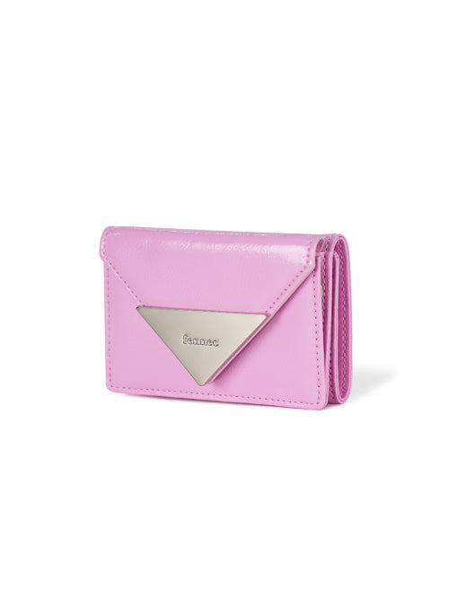 CRINKLE TRIANGLE TRIPLE WALLET - 7 COLORS PINK