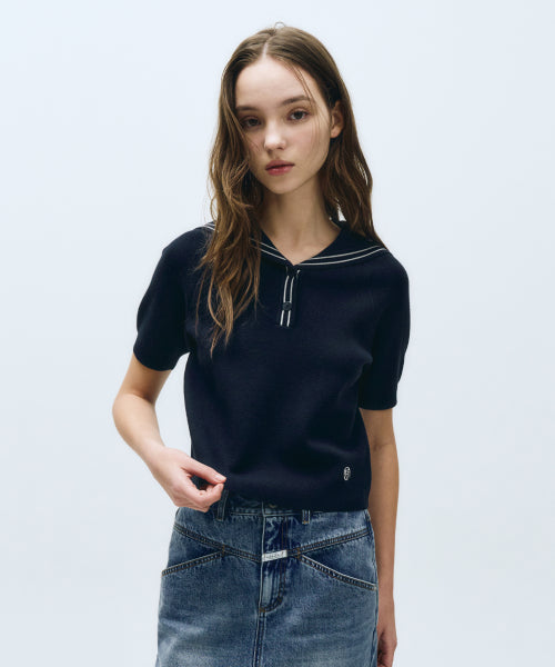 W MARINE SAILOR HALF KNIT - 3 COLORS NAVY