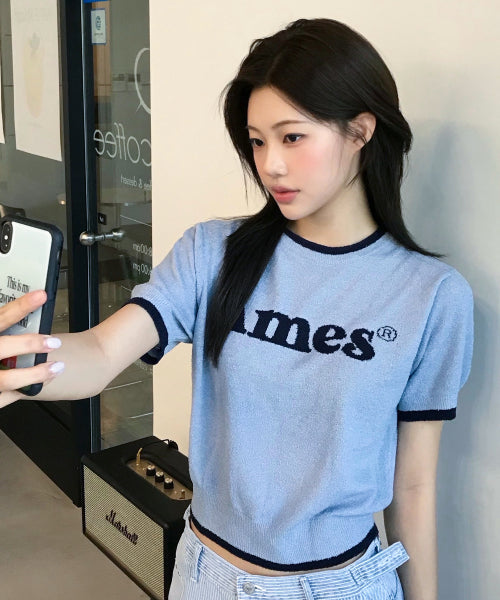 BASIC LOGO KNIT - 2 COLORS BLUE