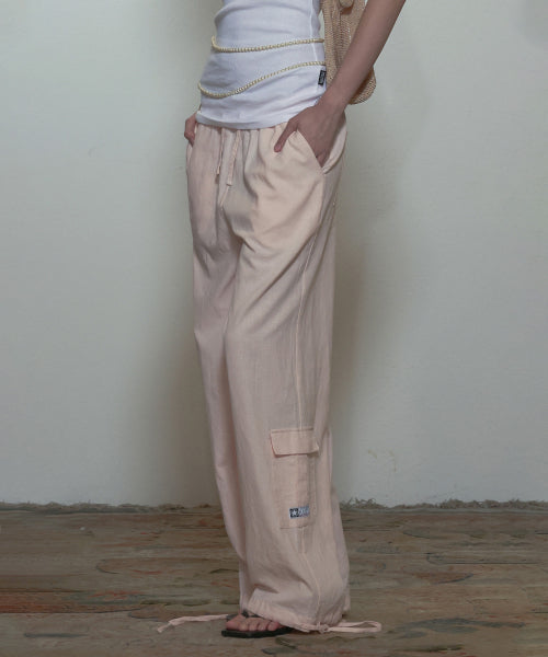 LINEN CARGO JOGGER PANTS - 3 COLORS PINK