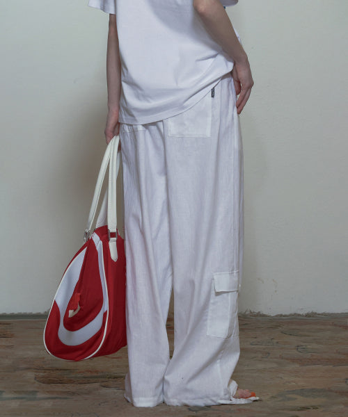 LINEN CARGO JOGGER PANTS - 3 COLORS WHITE