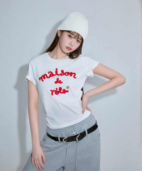 MAISON DE ROLA EMBROIDERY T SHIRT - 7 COLORS WHITE