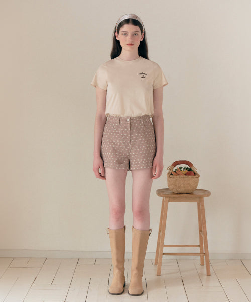 FLOWER HALF PANTS - 2 COLORS BROWN