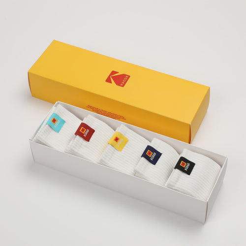KODAK COLOR LABEL CREW SOCKS 5PC - 2 COLORS AS SHOWN