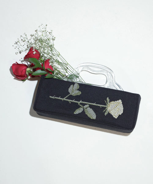 GRANNY LUCITE HANDLE BAG - 2 COLORS BLACK
