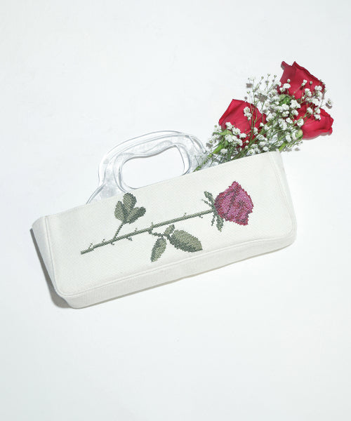 GRANNY LUCITE HANDLE BAG - 2 COLORS IVORY