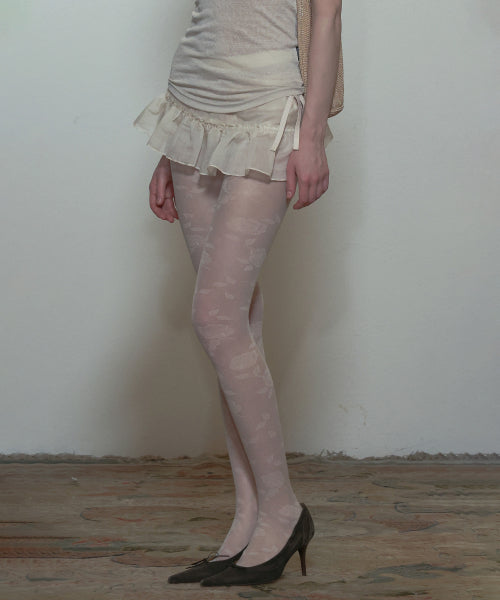 PEEKABOO MICRO SHEER SKIRT RAW - 2 COLORS IVORY