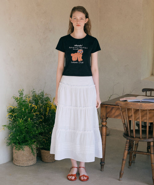 FRILL LONG SKIRT - 3 COLORS WHITE