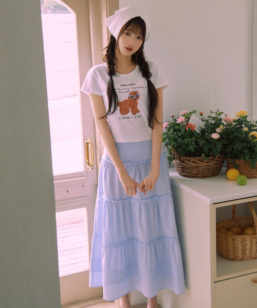 FRILL LONG SKIRT - 3 COLORS SKY