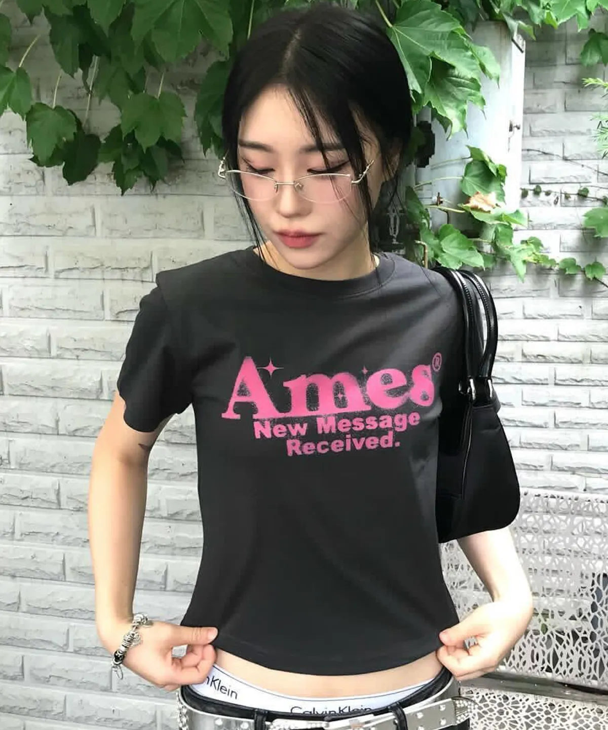 [AMES WORLDWIDE] ROUND HEM CROP TEE - 5 color