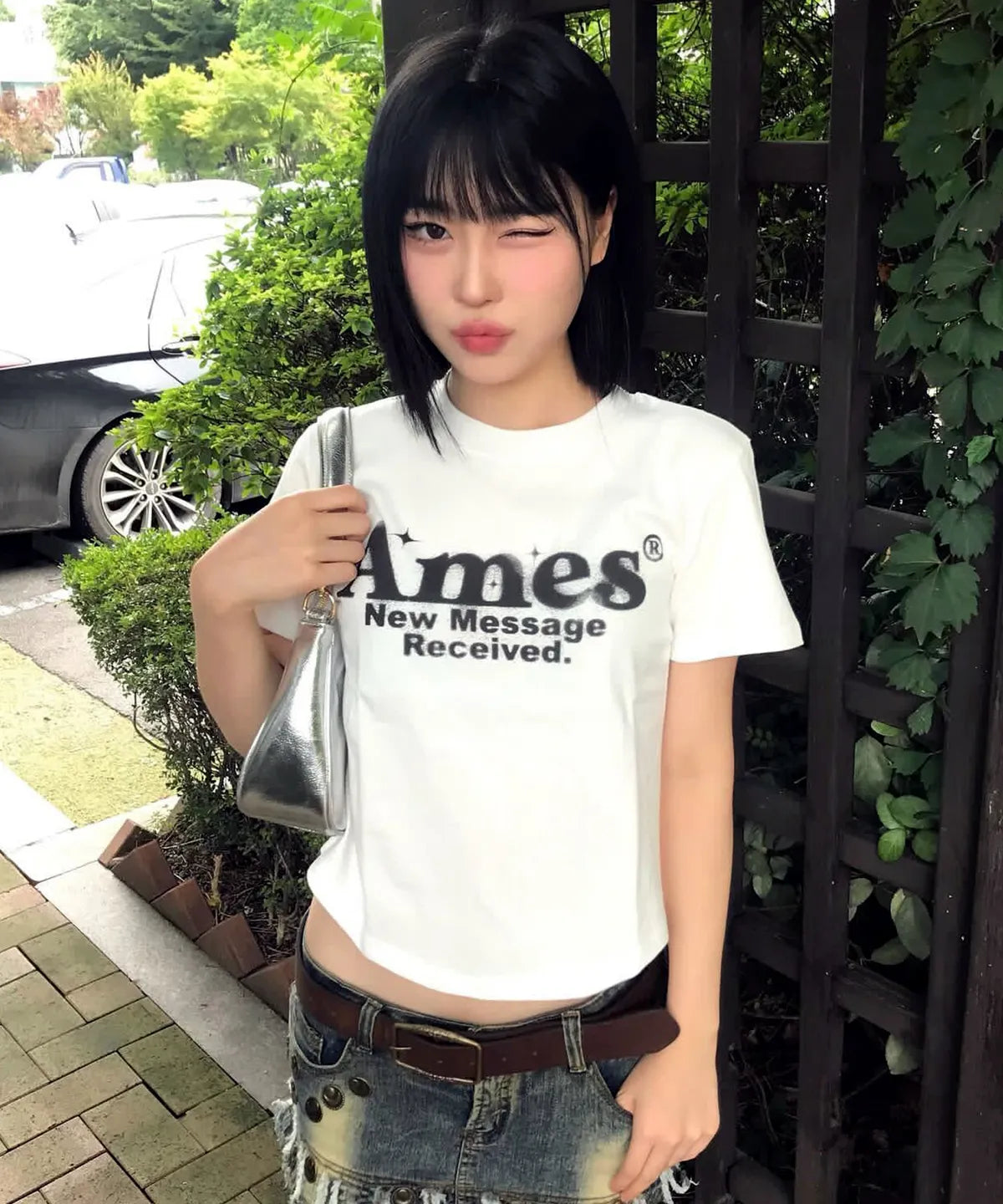 [AMES WORLDWIDE] ROUND HEM CROP TEE - 5 color