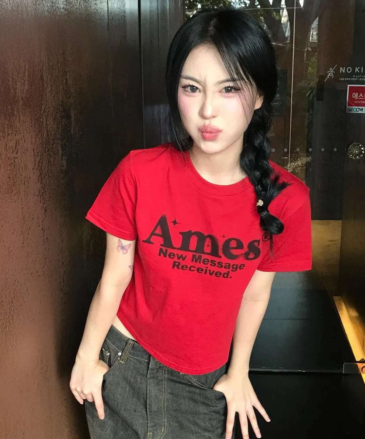 [AMES WORLDWIDE] ROUND HEM CROP TEE - 5 color